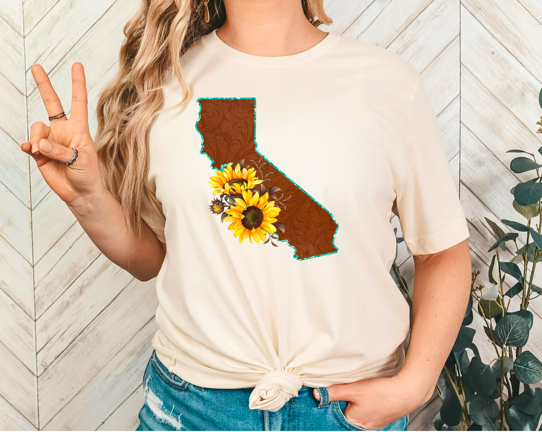 Leather Sunflower States DTF Print