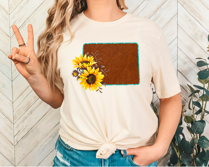 Leather Sunflower States DTF Print