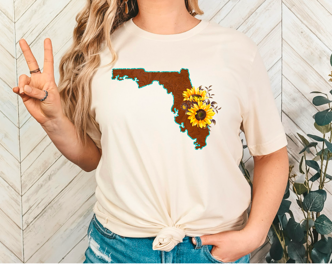 Leather Sunflower States DTF Print