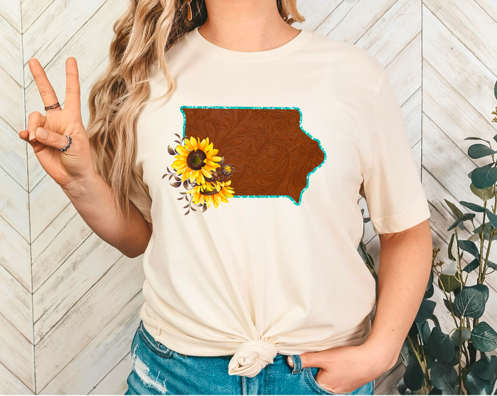 Leather Sunflower States DTF Print