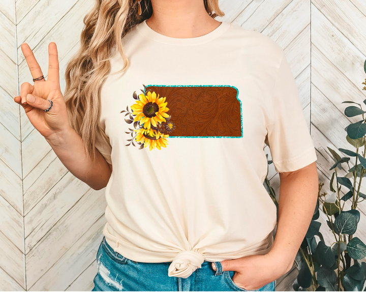 Leather Sunflower States DTF Print