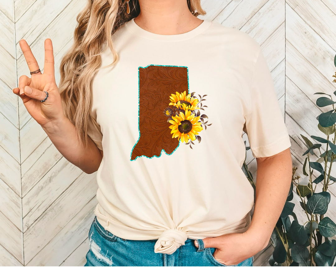 Leather Sunflower States DTF Print