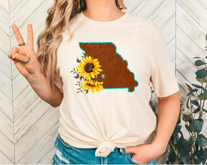 Leather Sunflower States DTF Print