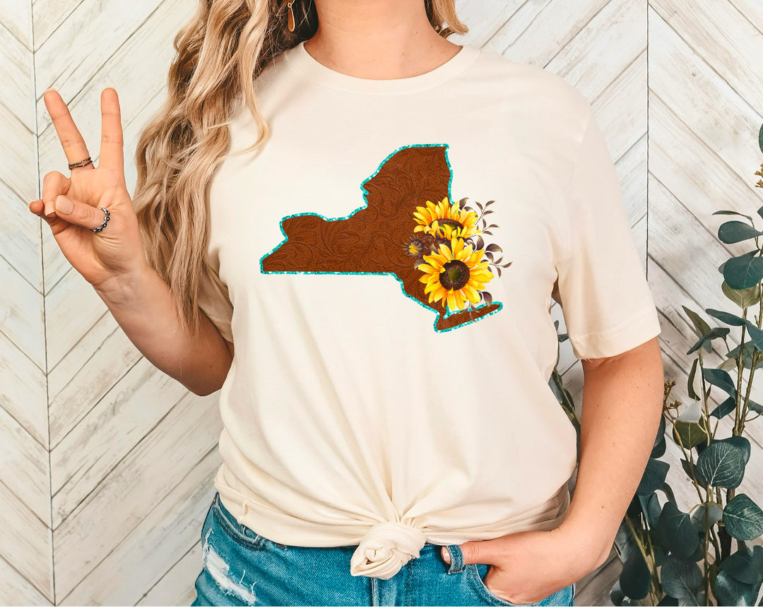 Leather Sunflower States DTF Print