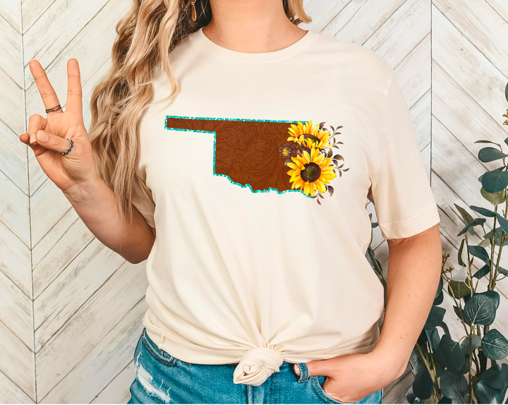 Leather Sunflower States DTF Print