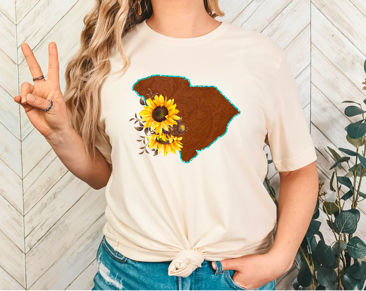 Leather Sunflower States DTF Print