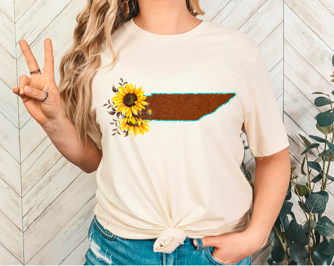 Leather Sunflower States DTF Print