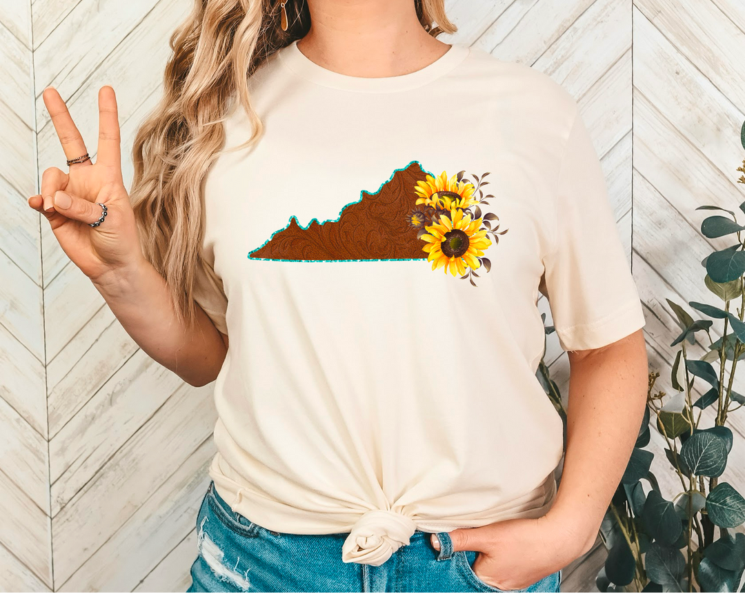 Leather Sunflower States DTF Print