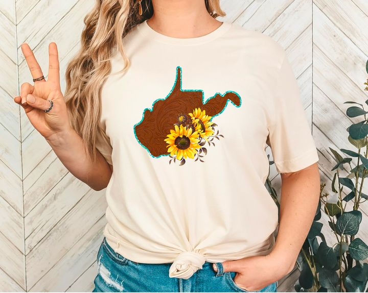 Leather Sunflower States DTF Print