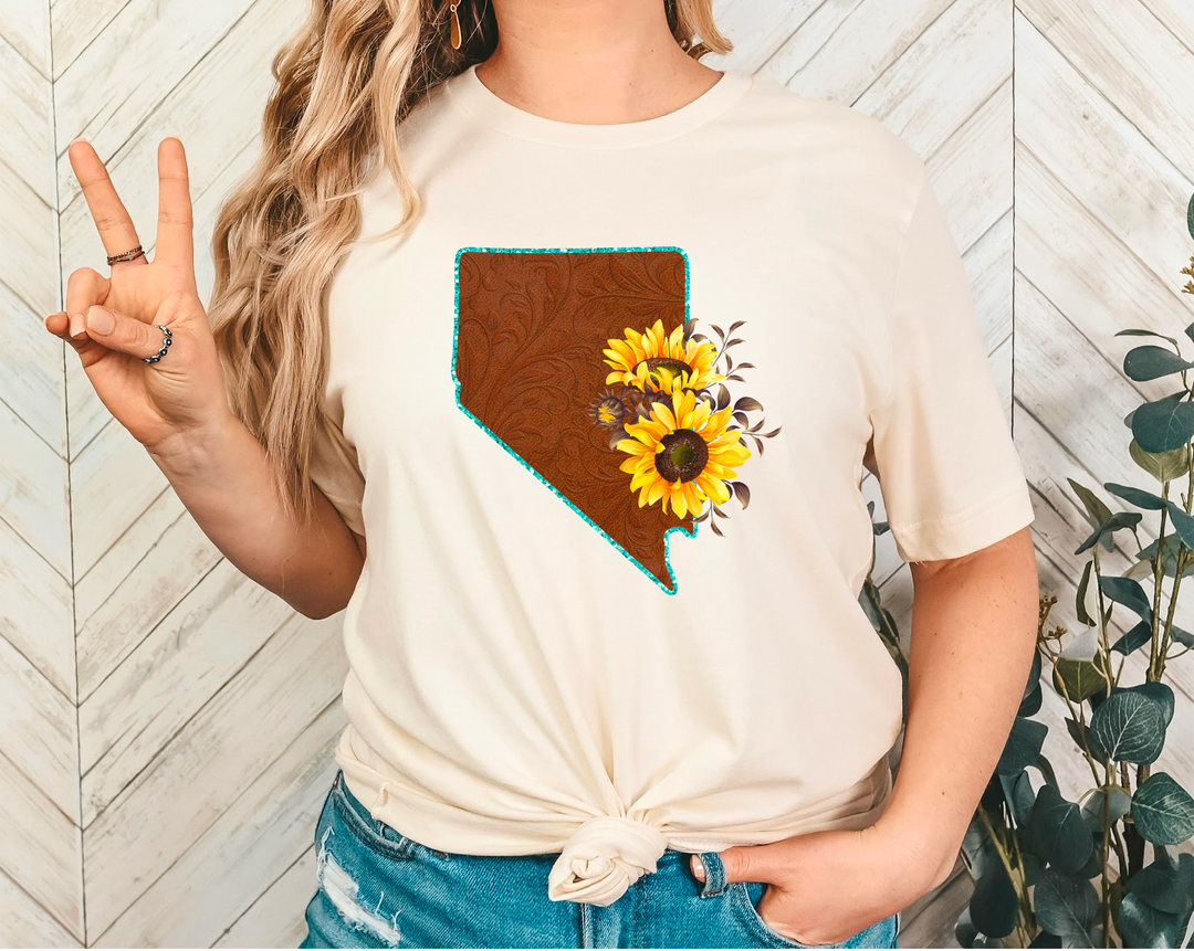 Leather Sunflower States DTF Print