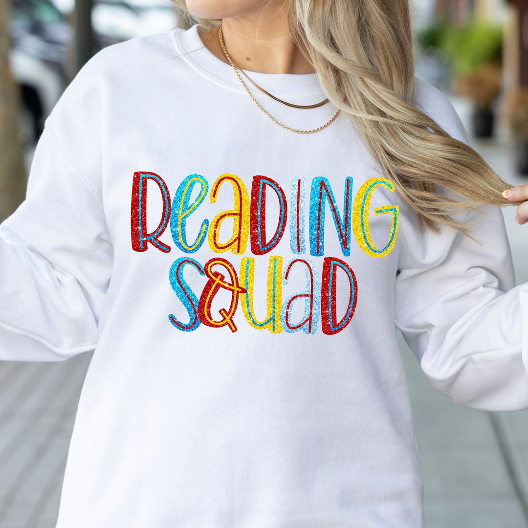 Reading Squad Faux Glitter DTF Print