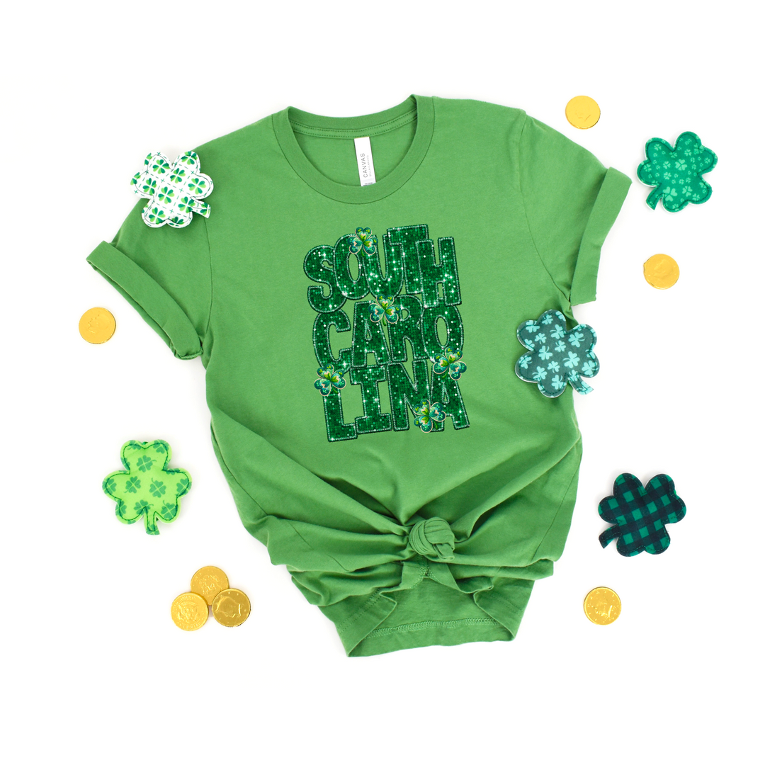 Shamrock States Faux Glitter DTF Print