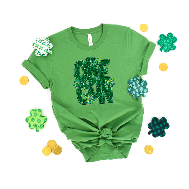 Shamrock States Faux Glitter DTF Print