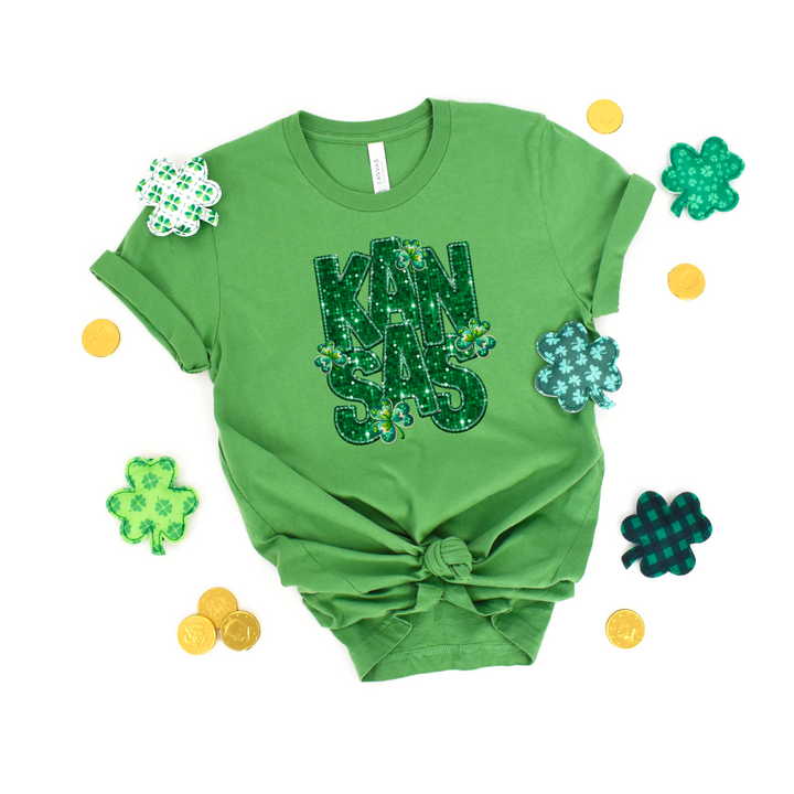 Shamrock States Faux Glitter DTF Print