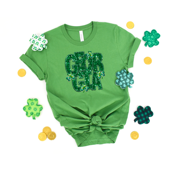 Shamrock States Faux Glitter DTF Print