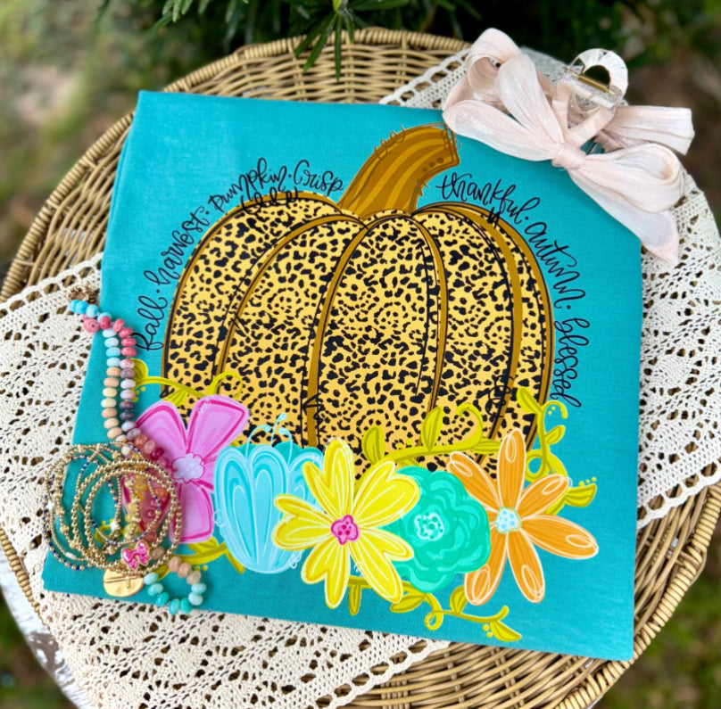 Leopard Floral Pumpkin DTF Print
