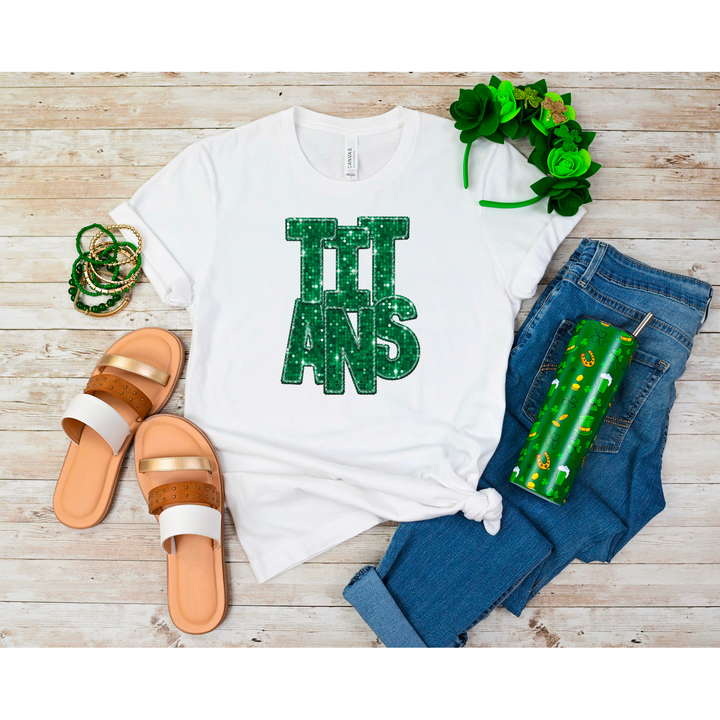 Youth Green Faux Glitter Team Spirit Mascots DTF Print