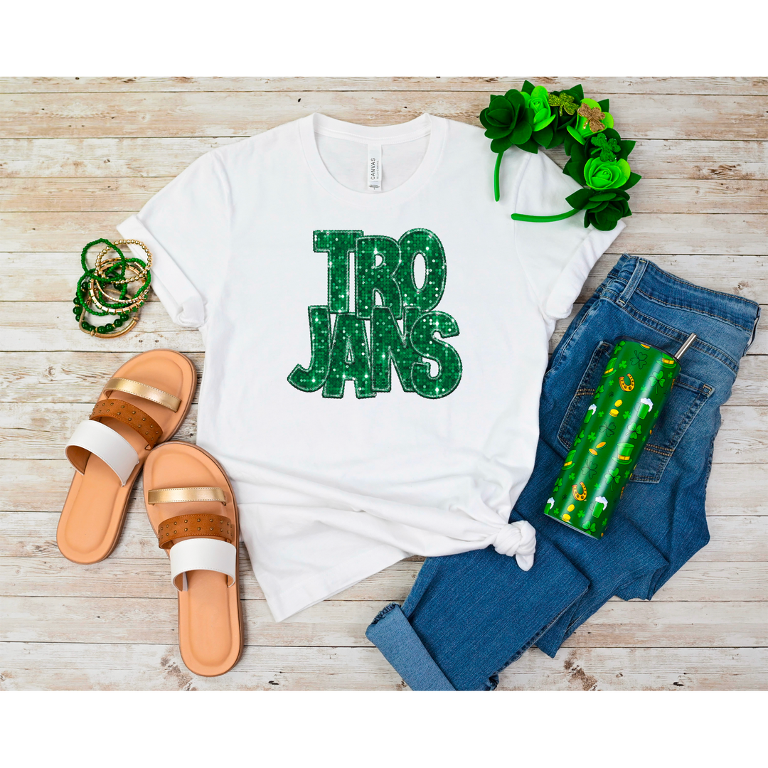 Green Faux Glitter Team Spirit Mascots DTF Print