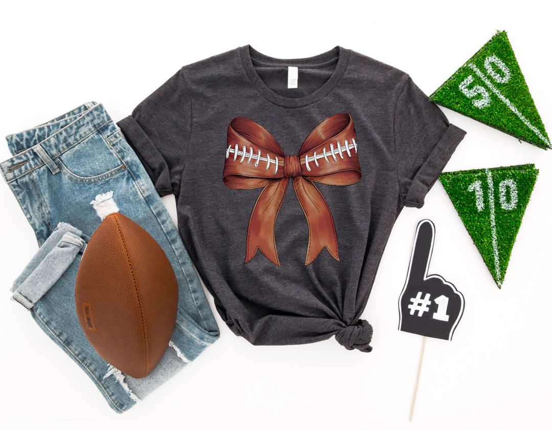 Football Bow BELLA CANVAS Tee