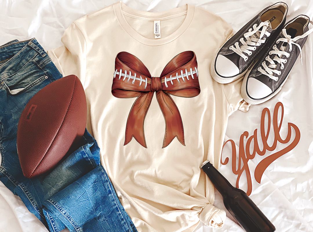 Football Bow BELLA CANVAS Tee