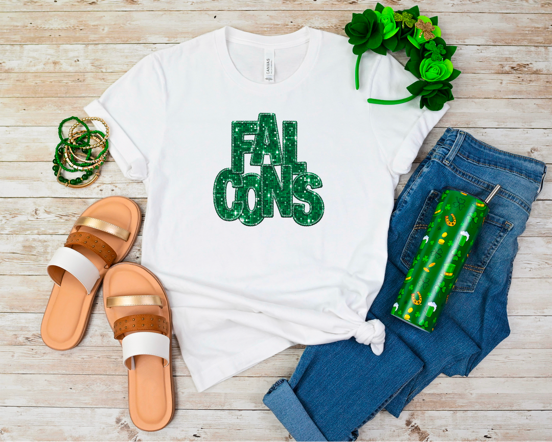 Green Faux Glitter Team Spirit Mascots DTF Print