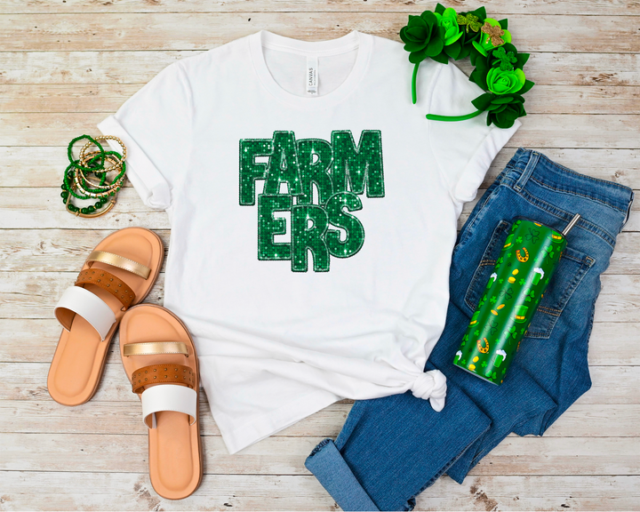 Green Faux Glitter Team Spirit Mascots DTF Print