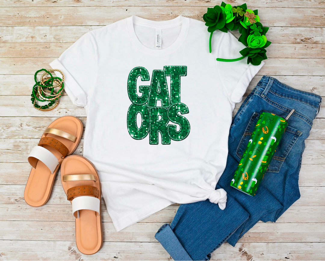 Green Faux Glitter Team Spirit Mascots DTF Print