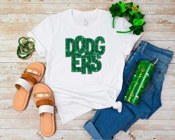 Green Faux Glitter Team Spirit Mascots DTF Print