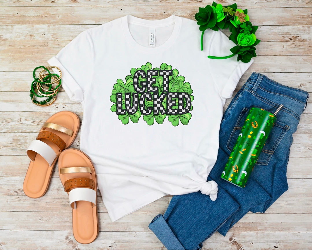 Get Lucked Clovers Faux Embroidery DTF Print