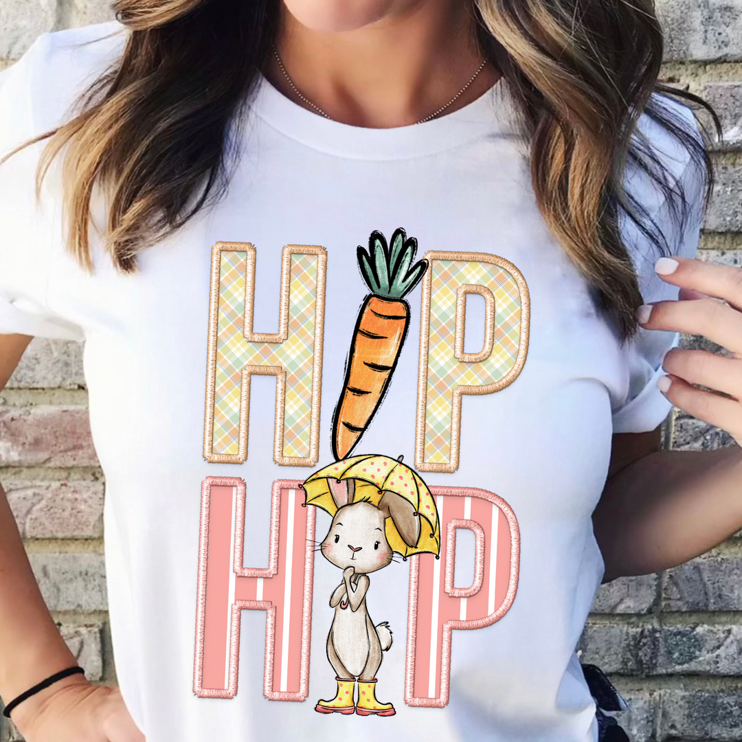 Hip Hop Carrot and Bunny Faux Embroidery DTF Print