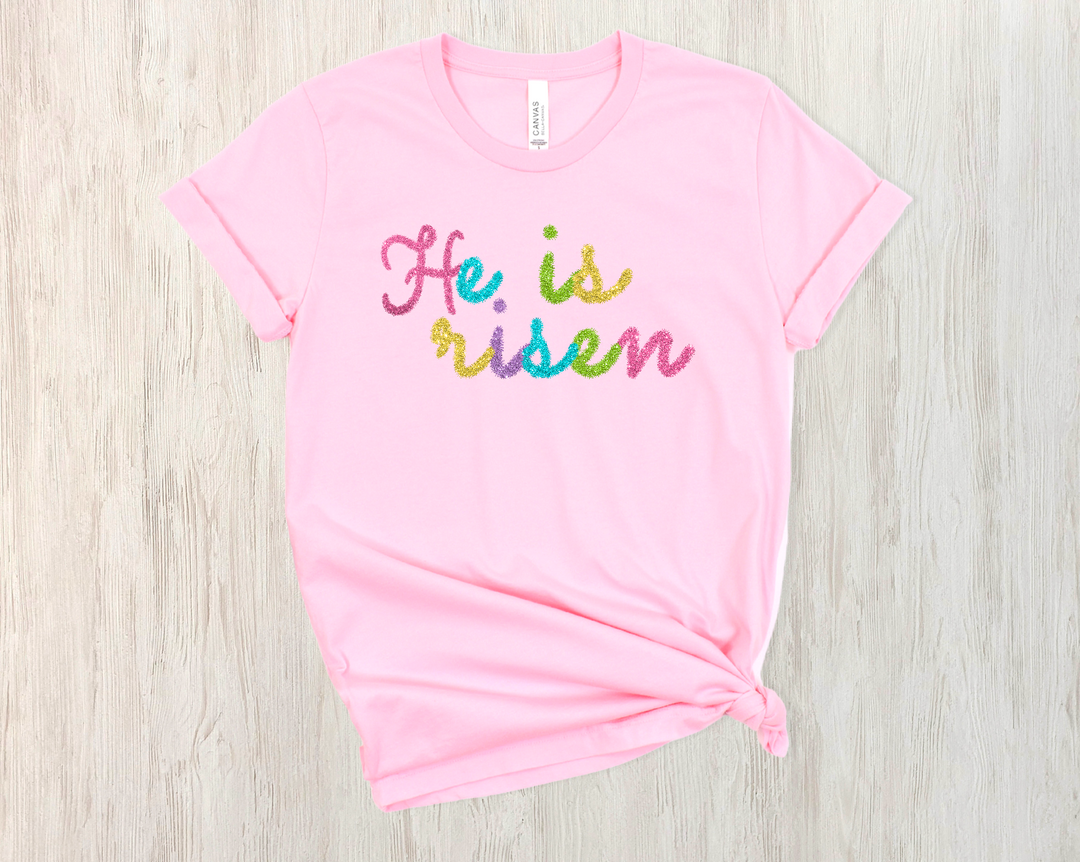 He Is Risen Faux Tinsel DTF Print