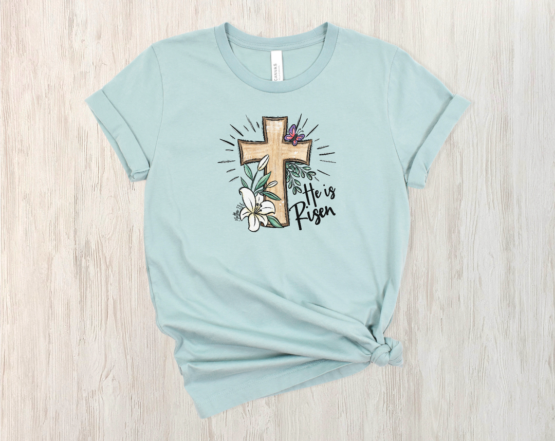 He Is Risen with Cross DTF Print