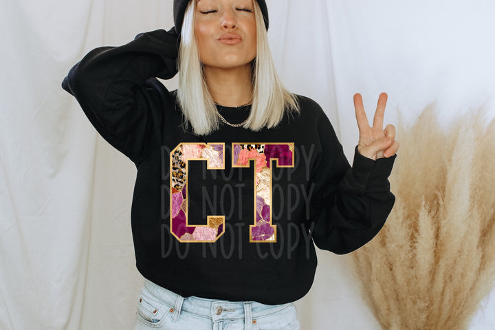 Floral and Gold States DTF Print
