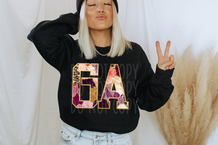 Floral and Gold States DTF Print