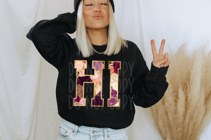 Floral and Gold States DTF Print