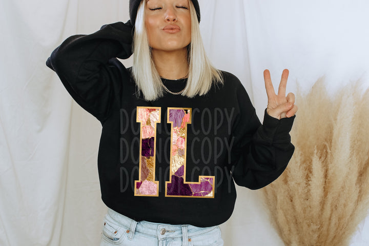 Floral and Gold States DTF Print