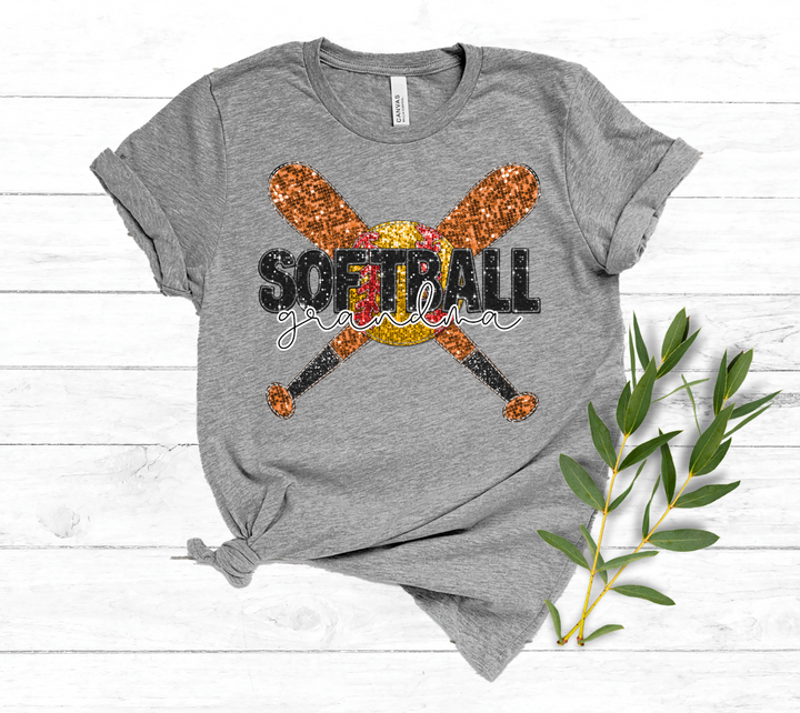 Softball Titles Bats Faux Glitter DTF Print