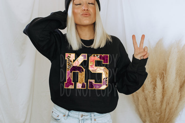 Floral and Gold States DTF Print