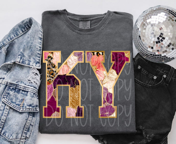 Floral and Gold States DTF Print