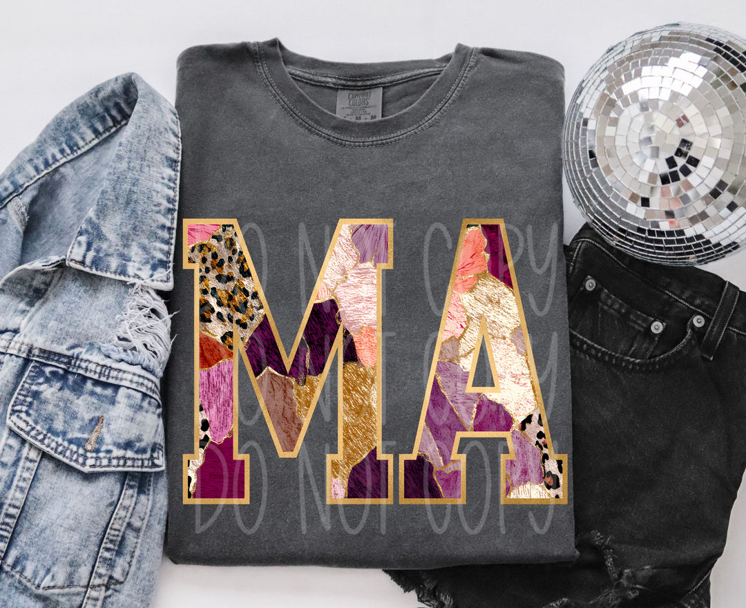 Floral and Gold States DTF Print