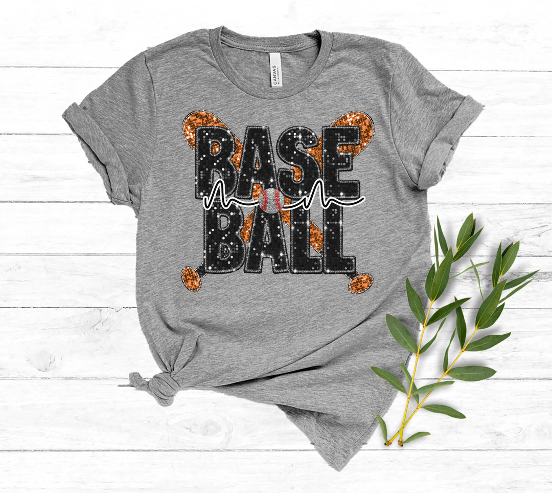 Baseball Mom Bats Faux Glitter DTF Print