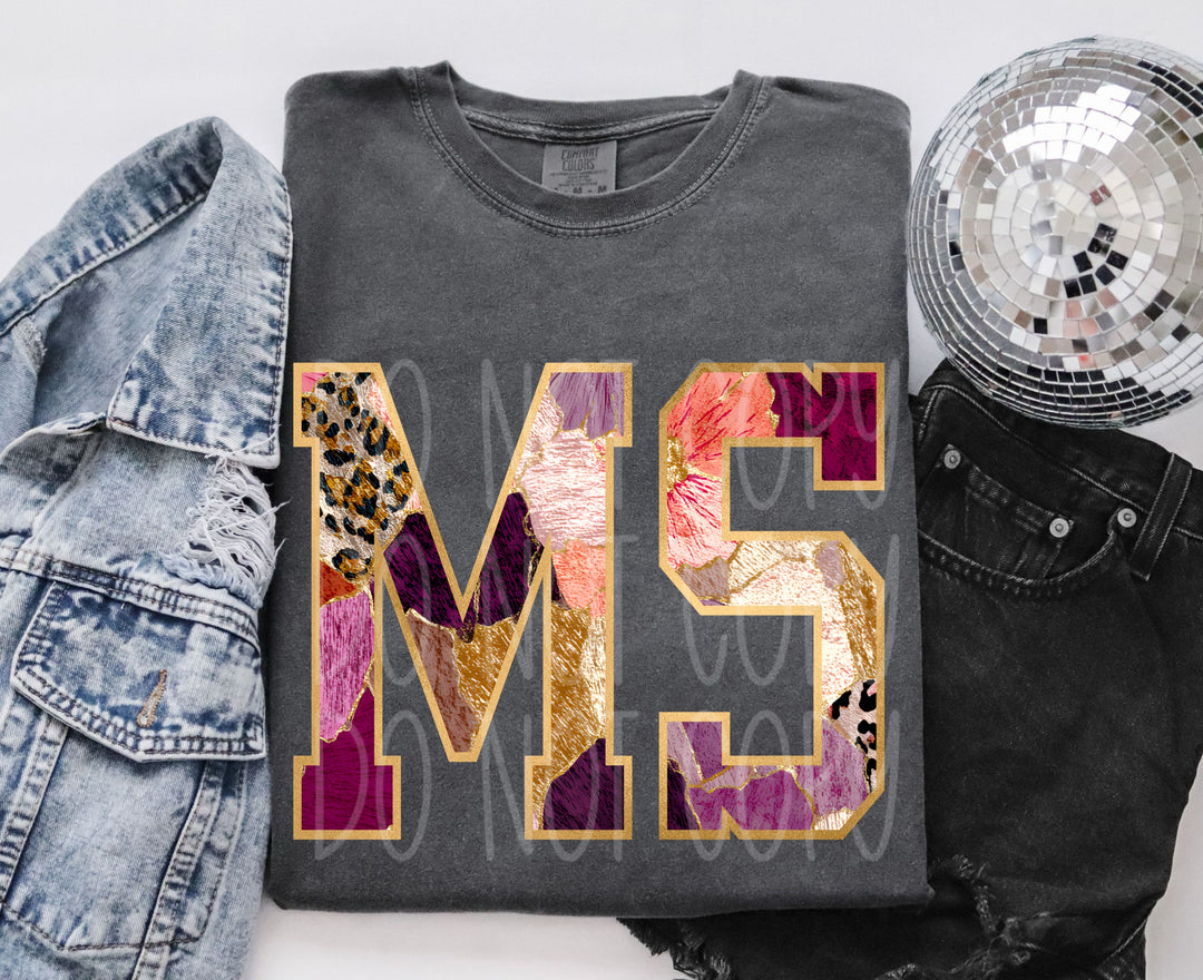 Floral and Gold States DTF Print