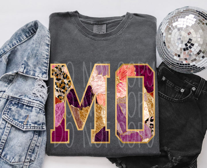 Floral and Gold States DTF Print