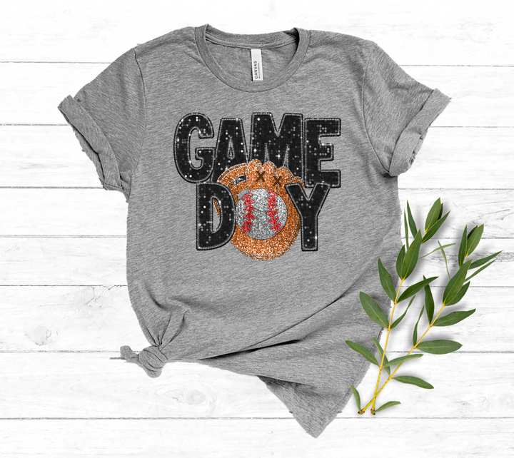 Game Day Glove Faux Glitter DTF Print