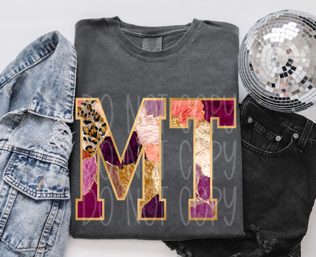Floral and Gold States DTF Print