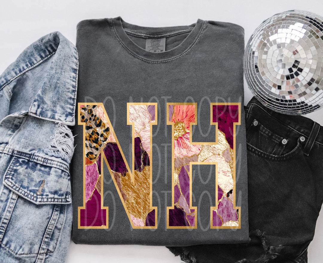 Floral and Gold States DTF Print