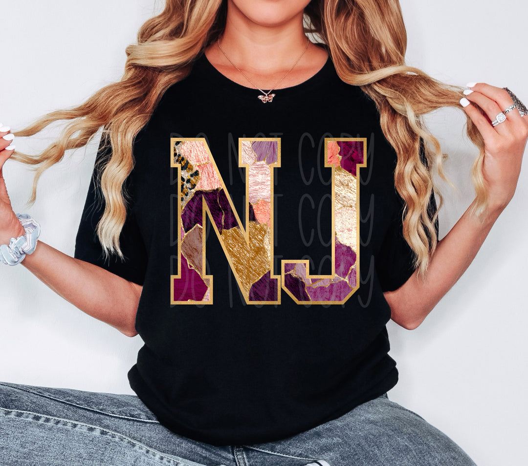 Floral and Gold States DTF Print