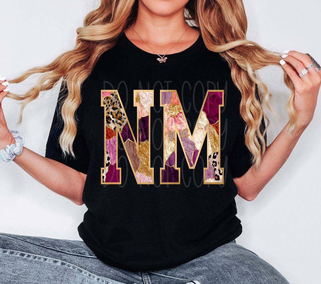 Floral and Gold States DTF Print