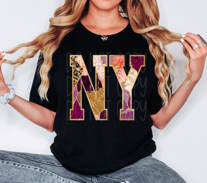 Floral and Gold States DTF Print