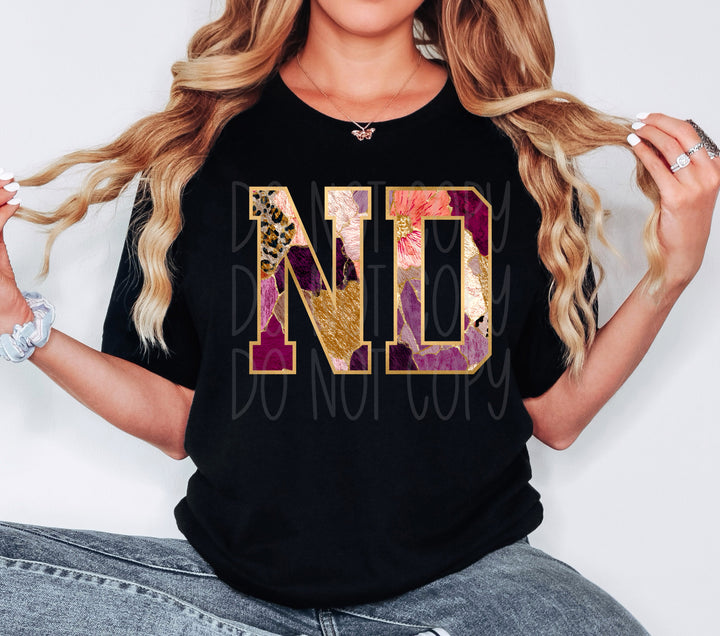 Floral and Gold States DTF Print